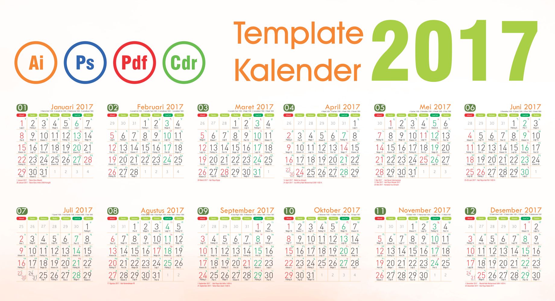 Template kalender 2017 Template kalender 2017